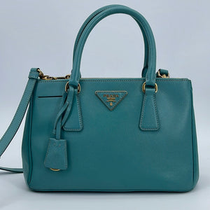 Prada Blue Saffiano Leather Top Handle Bag