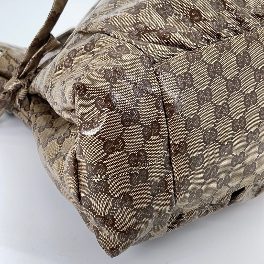 Vintage Gucci Signature Suede Zipper Speedy Ribbon Hand Bag - Nina