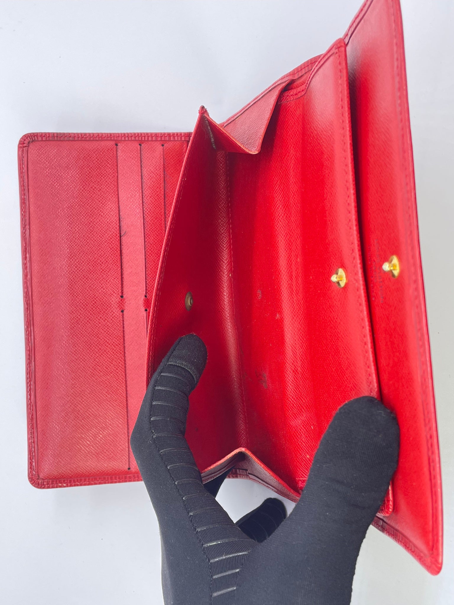 Louis Vuitton Red Epi Leather Bifold Business Card Wallet – Sell