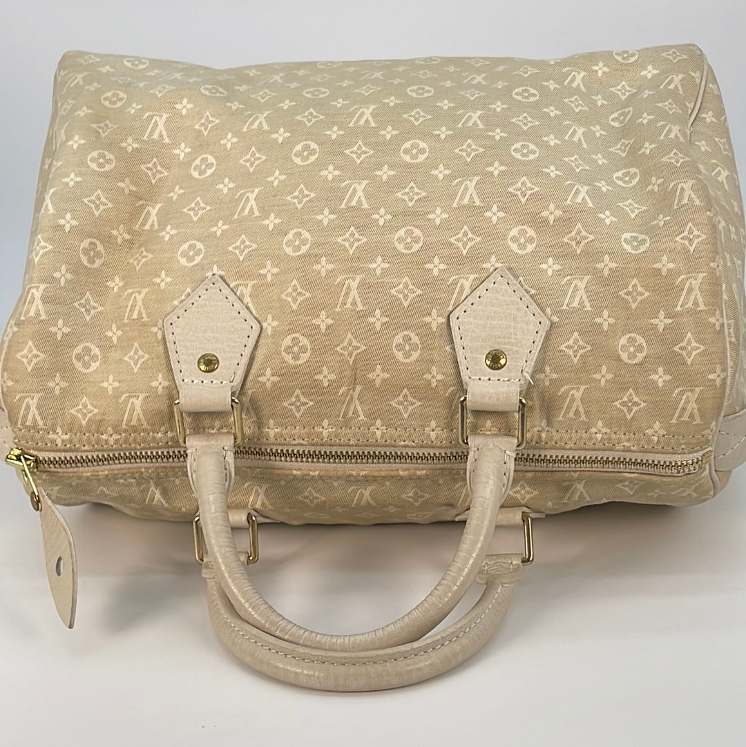 Louis Vuitton Monogram LV SPEEDY 30 Mini lin Pink Cream Handbag - EUC