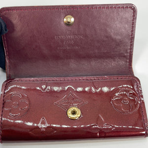 Authentic Louis Vuitton Unisex Monogram Vernis Leather Four Key Holder Red