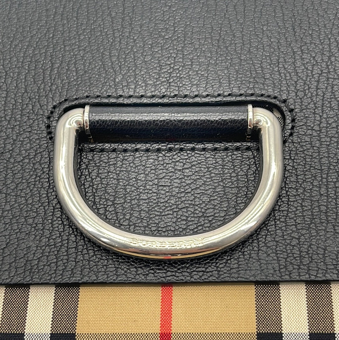 Burberry Crossbody Mini D-ring Black Leather Shoulder Bag