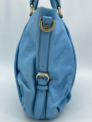 PRELOVED MCM Blue Leather Tote Bag G6014 042123 - $100 OFF DEAL