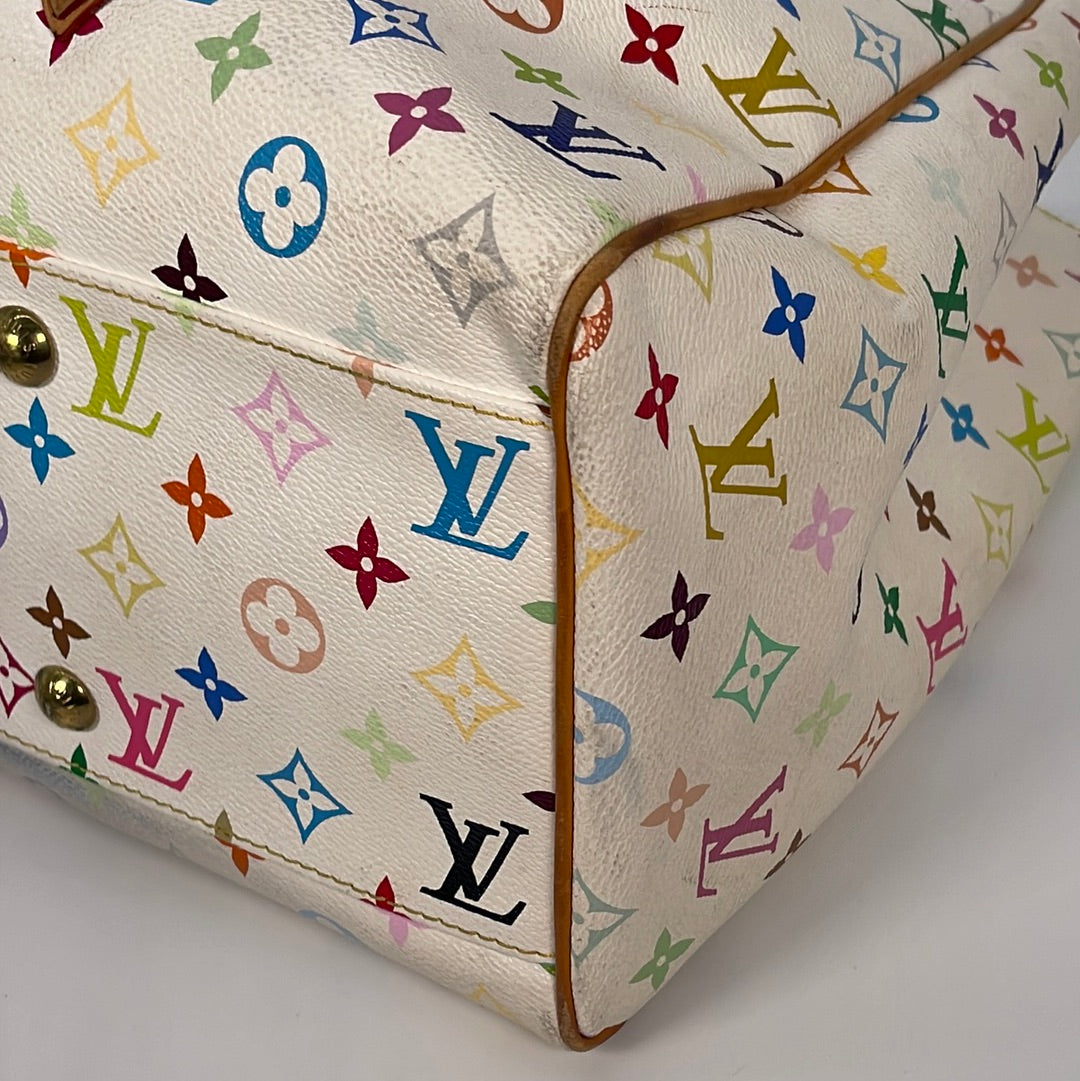 Louis Vuitton White Monogram Multicolore Aurelia GM Tote Bag - Yoogi's  Closet