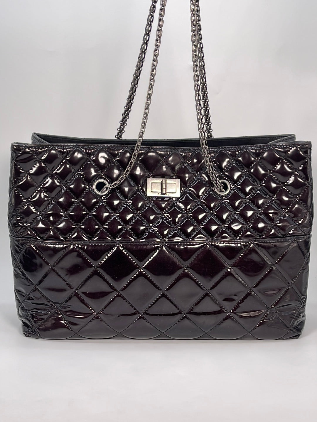 Chanel Quilted Patent Medallion Tote Bag