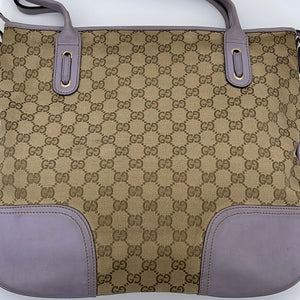 Vintage Gucci GG Canvas and Lavender Leather Princy Tote Bag