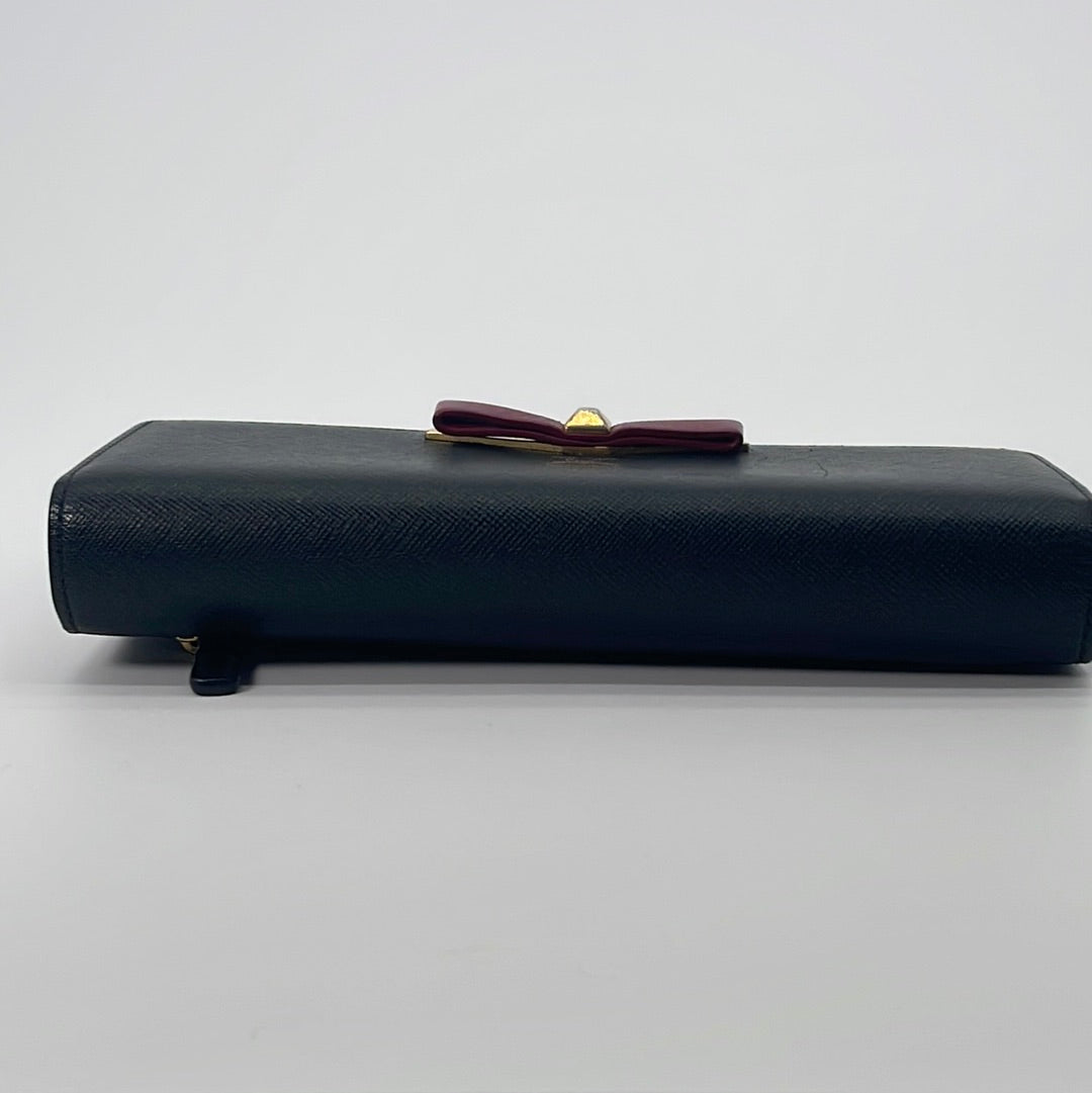 Preloved MCM Black Leather Long Trifold Wallet MYL5ALL55BK001 032123
