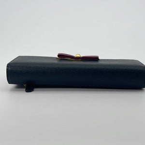 Preloved MCM Black Leather Long Trifold Wallet MYL5ALL55BK001 032123