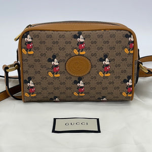 Gucci x Disney Brown GG Coated Canvas Mickey Mouse Top Handle Tote