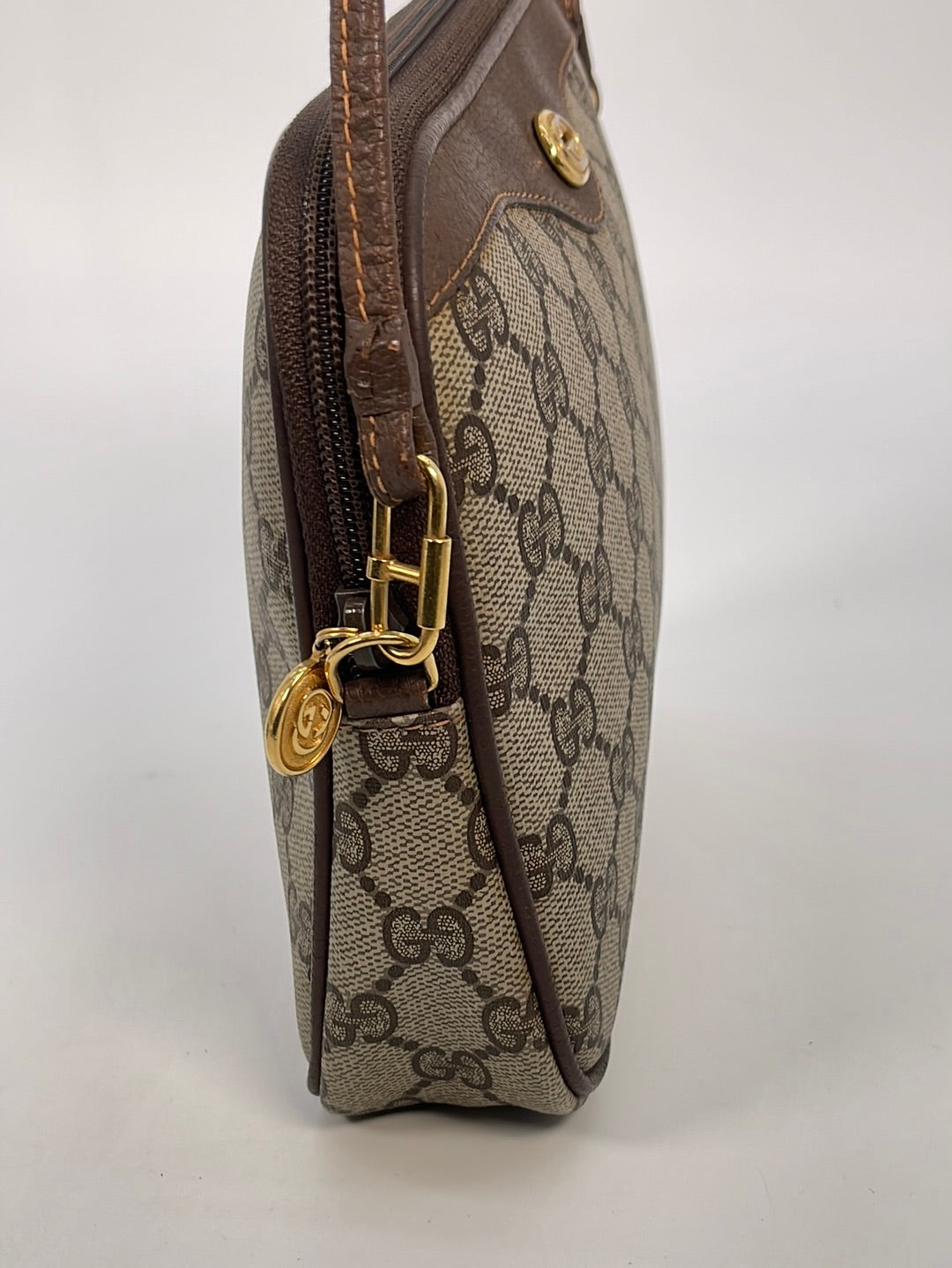 Gucci Vintage Brown GG Monogram Shoulder Crossbody Bag