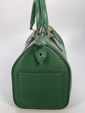 Louis Vuitton Borneo Green Epi Leather Speedy 25 Bag w/ Adjustable