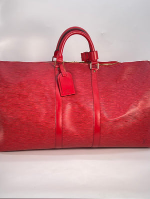 Vintage Louis Vuitton Keepall 60 Red Epi Duffel Bag VI1913