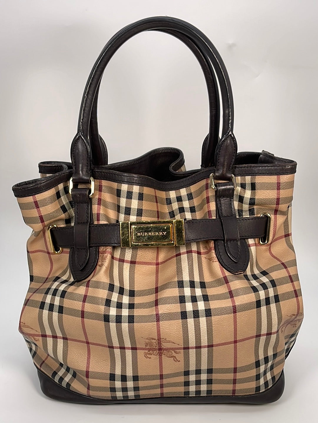Burberry Brown Haymarket Check Coated Canvas Regent Tote Small  QKB1RPRV0H008