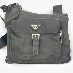 Prada Unisex Medium Black Tessuto Nylon Messenger Crossbody Handbag