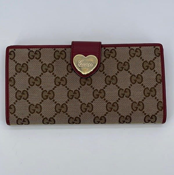 PRELOVED GUCCI Canvas Monogram Heart Continental Maroon Wallet 2035502 –  KimmieBBags LLC