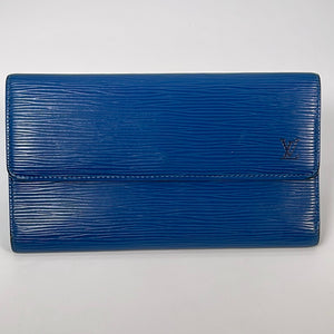 Auth LOUIS VUITTON Blue Epi Leather Long Wallet Purse Used CA0938