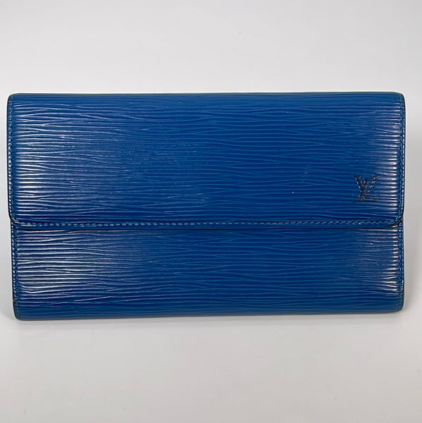 Vintage Blue Epi Leather Wallet By Louis Vuitton