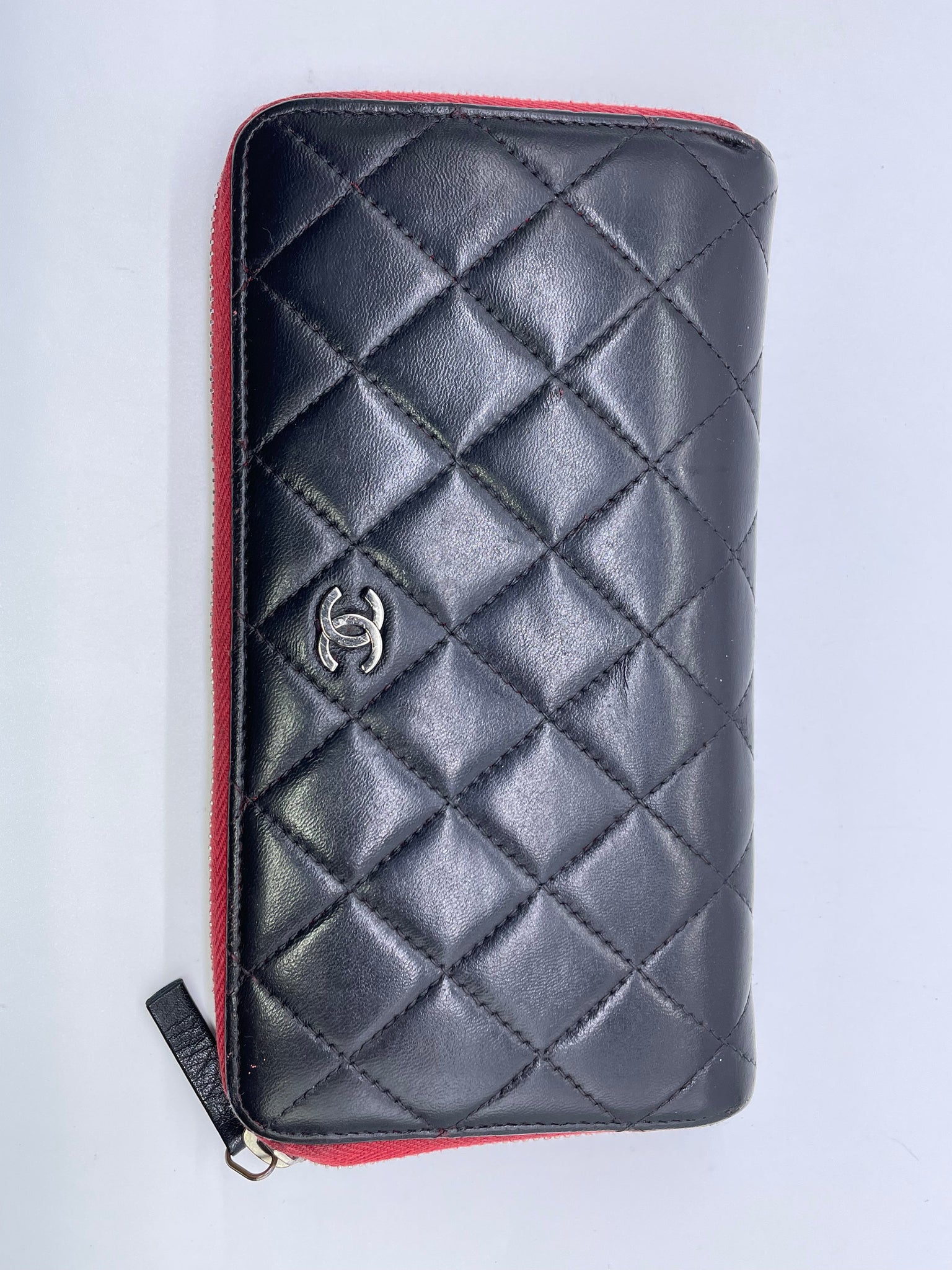 Chanel Long Zippy Wallet - Black/Silver