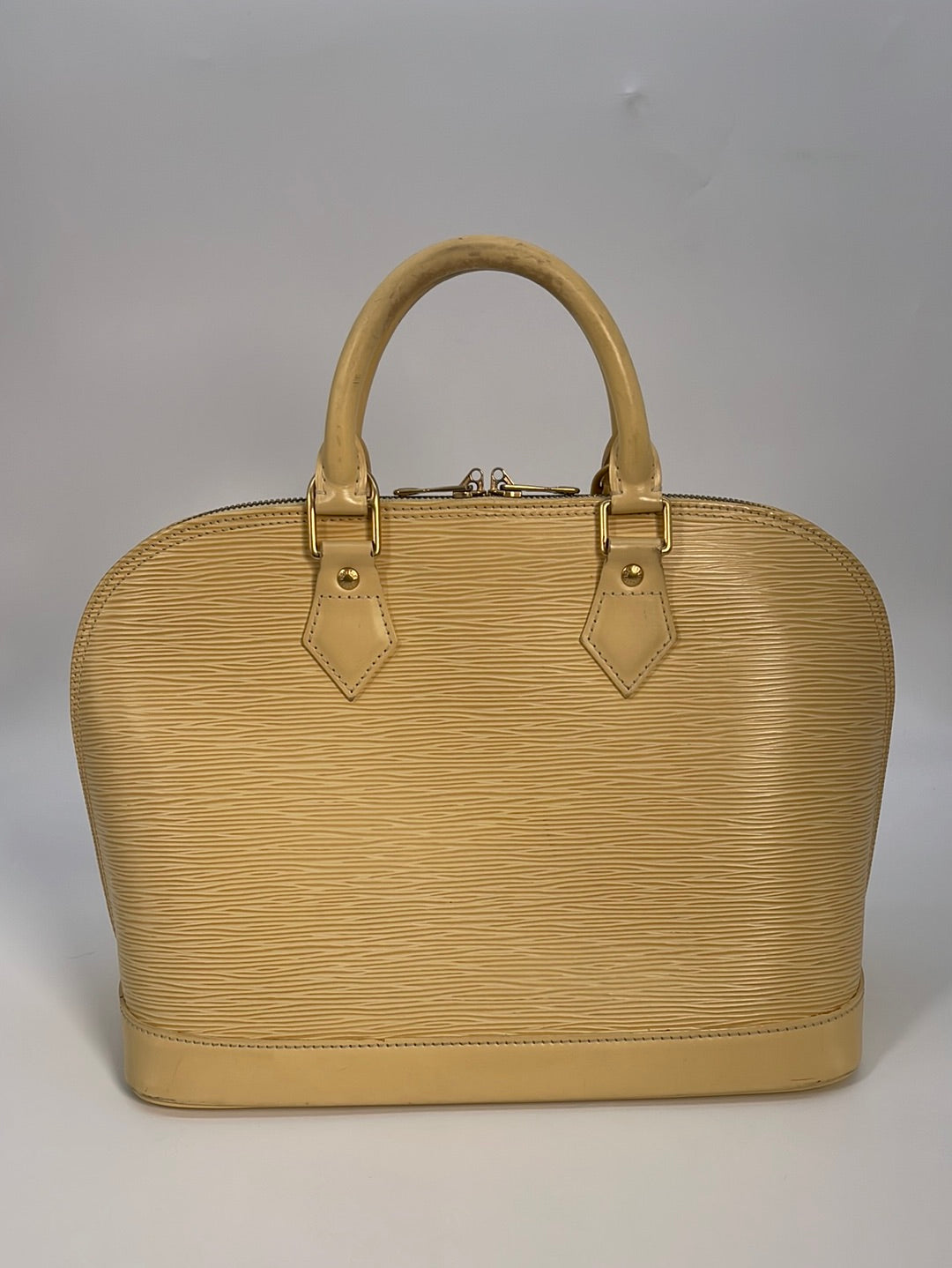 Louis Vuitton Alma Small Model Handbag in Vanilla Yellow Epi Leather