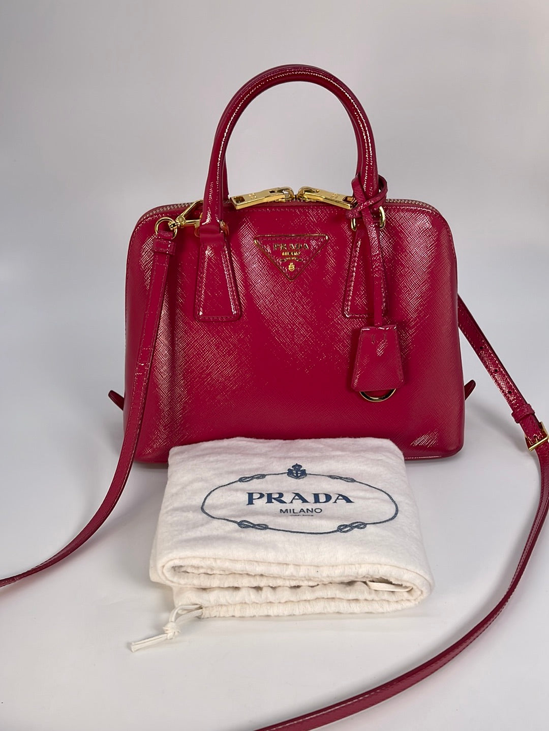 PRADA Promenade Small Saffiano Leather Shoulder Bag Pink
