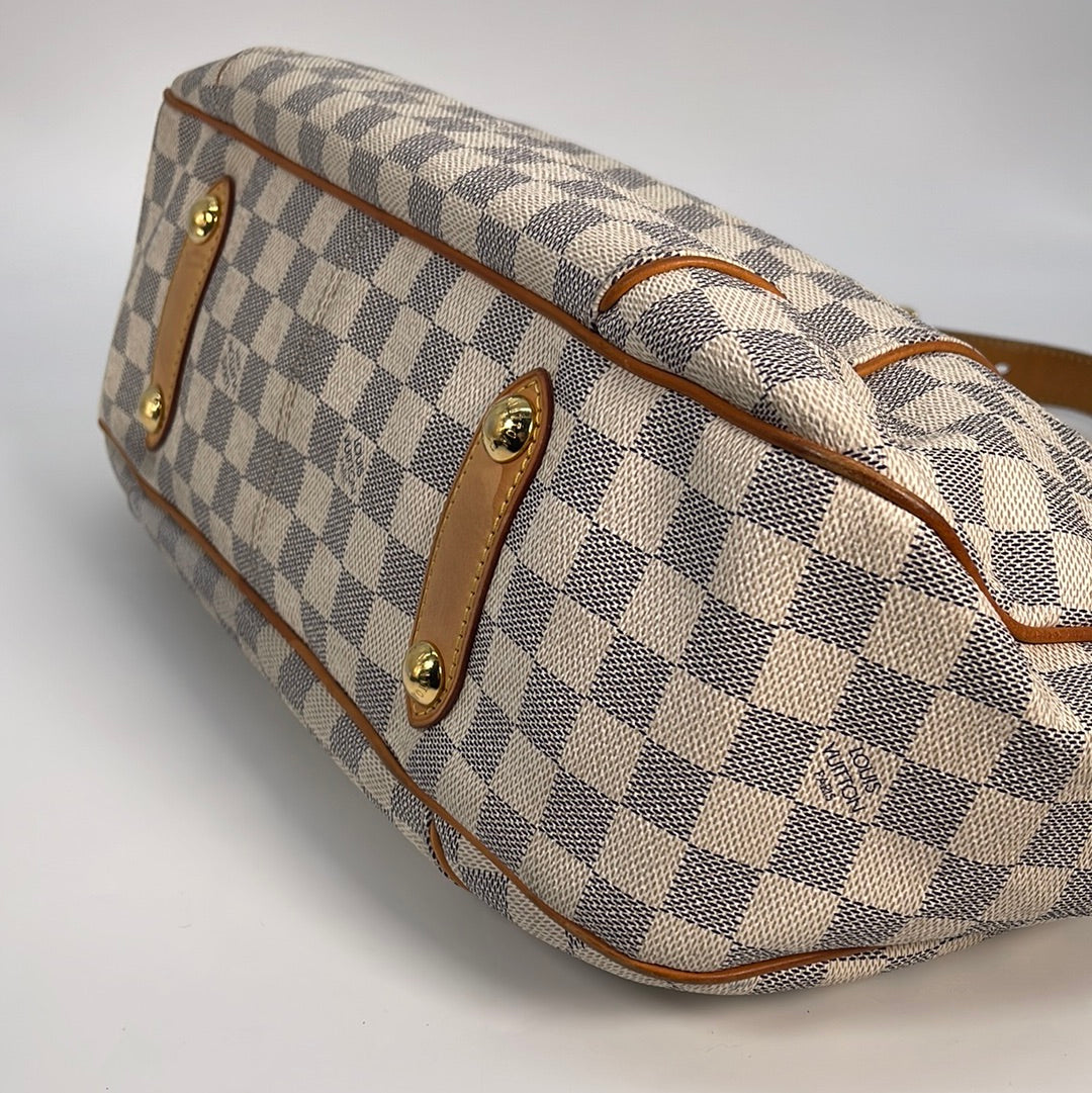 Louis Vuitton Damier Azur Canvas Galleria PM Bag White Cream Cloth  ref.349378 - Joli Closet