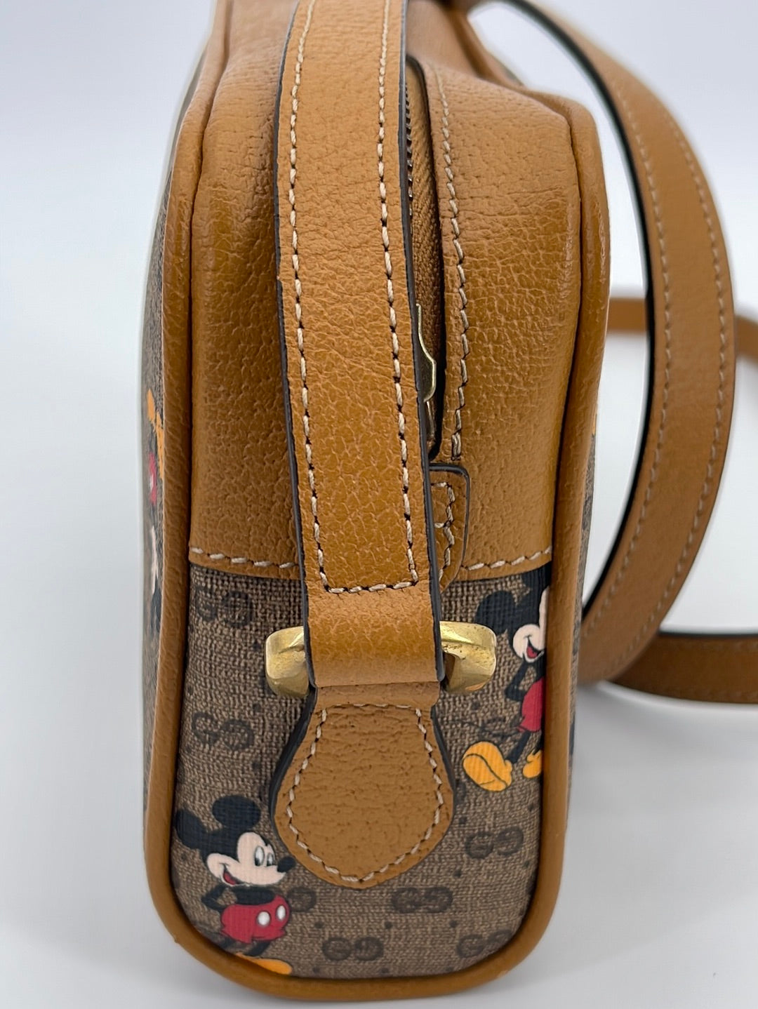 Gucci x Disney Mickey Mouse Brown GG Canvas Round Mini Backpack Bag 603730  8559