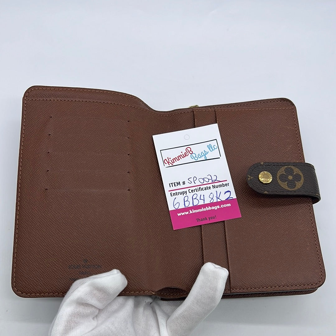 LOUIS VUITTON Porte Papier Zip Bifold Wallet Monogram Brown M61207 02MY385