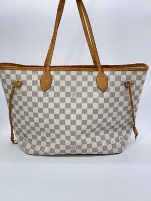Authentic Louis Vuitton Damier Azur Neverfull MM Shoulder Tote Bag #20074