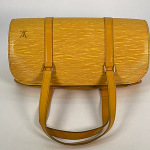 Great Friday work to play outfit! Vintage Louis Vuitton Soufflot Epi  Leather bag ($599), Maeve sz M dress ($90), Rose Quartz & gold…