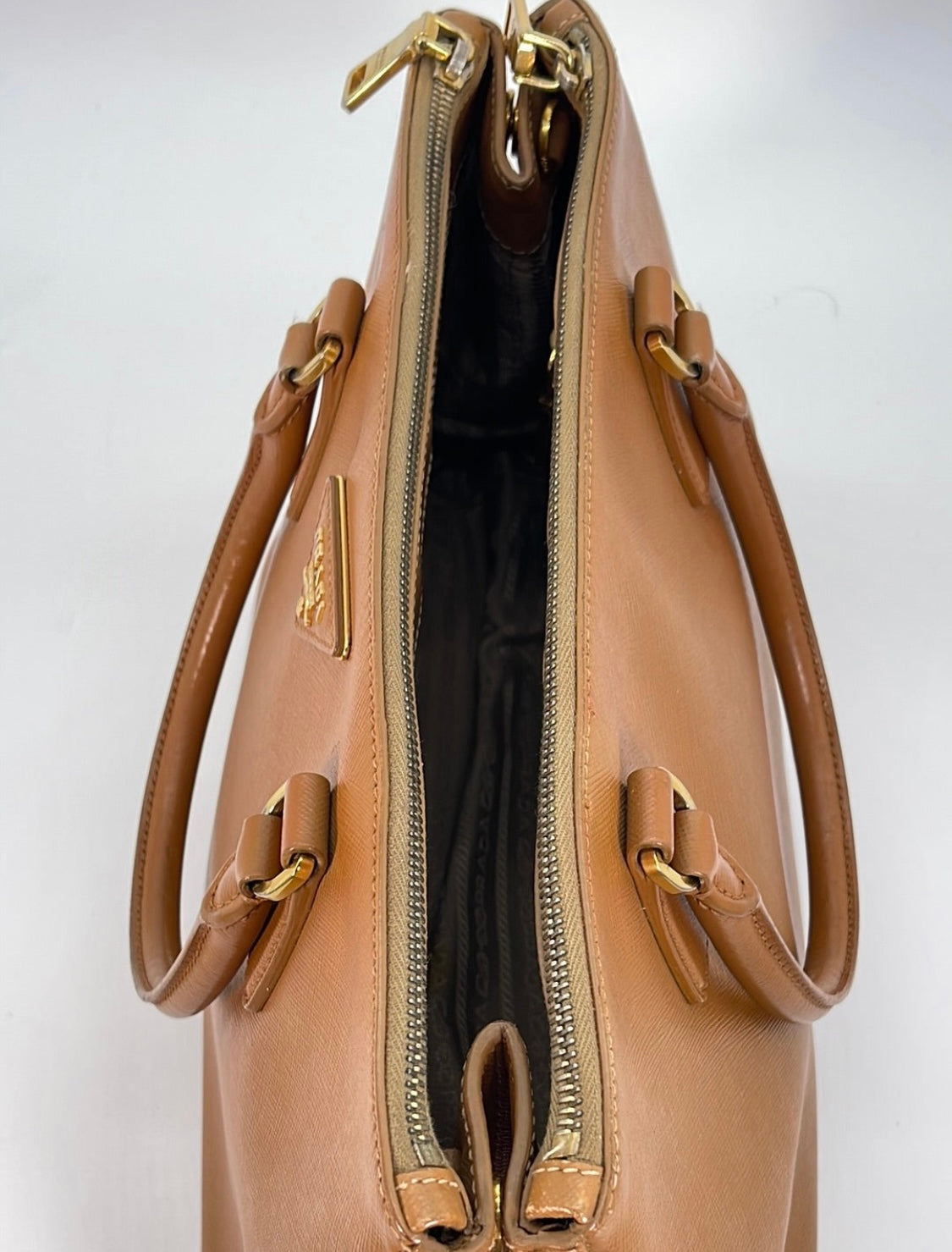 Authentic Prada Double Zip Lux Tote Saffiano Leather