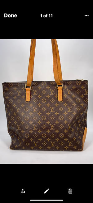 Louis Vuitton Discontinued Monogram Cabas Mezzo Zip Tote Shoulder Bag MM  82lv221