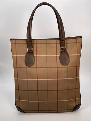 Preloved BURBERRY Check Canvas Tote Bag W33B9HR 020123