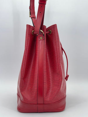 Vintage Louis Vuitton Red Epi Leather Petit Noe Bucket Bag For