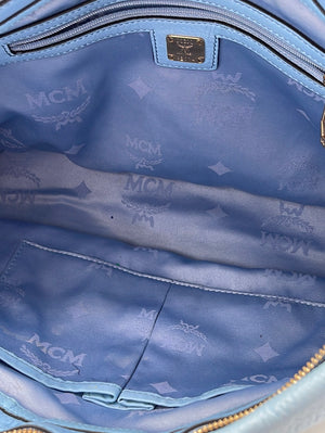 Mcm Blue Small Leather Tote Bag