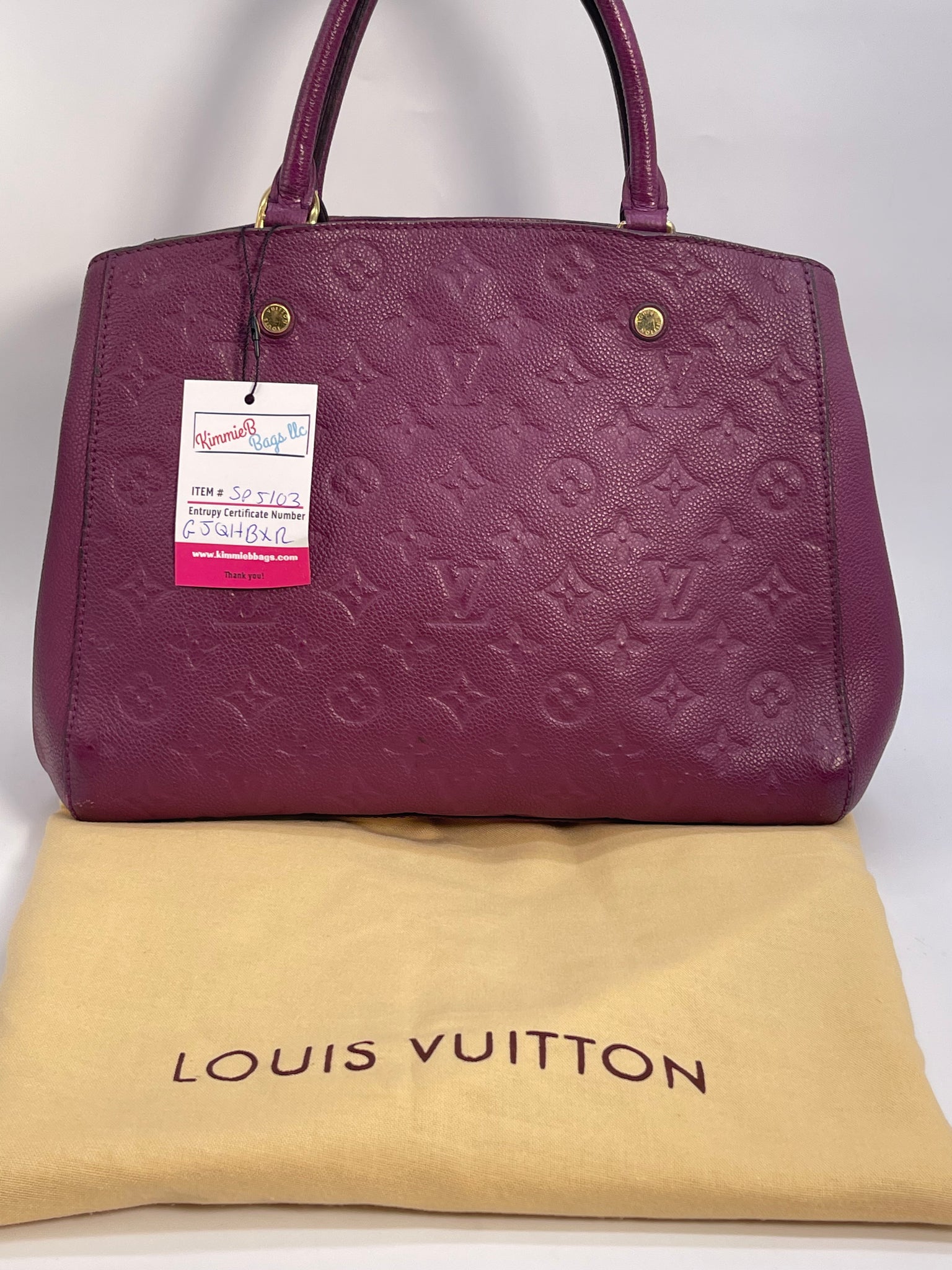 Louis Vuitton Bowling Montaigne GM Purple Epi Leather Handbag