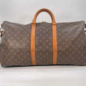 Louis+Vuitton+Keepall+Bag+Duffle+55+Brown+Canvas for sale online