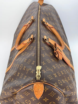 Louis Vuitton keepall 60 Bandoulière Brown Leather Cloth ref