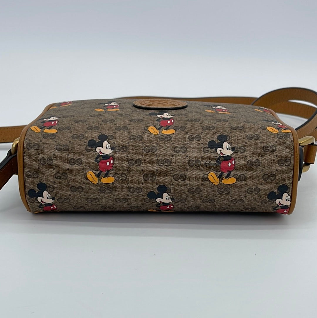 Gucci Disney Mickey Mouse Shoulder Bag Printed Mini GG Coated Canvas Mini  Brown 1392081