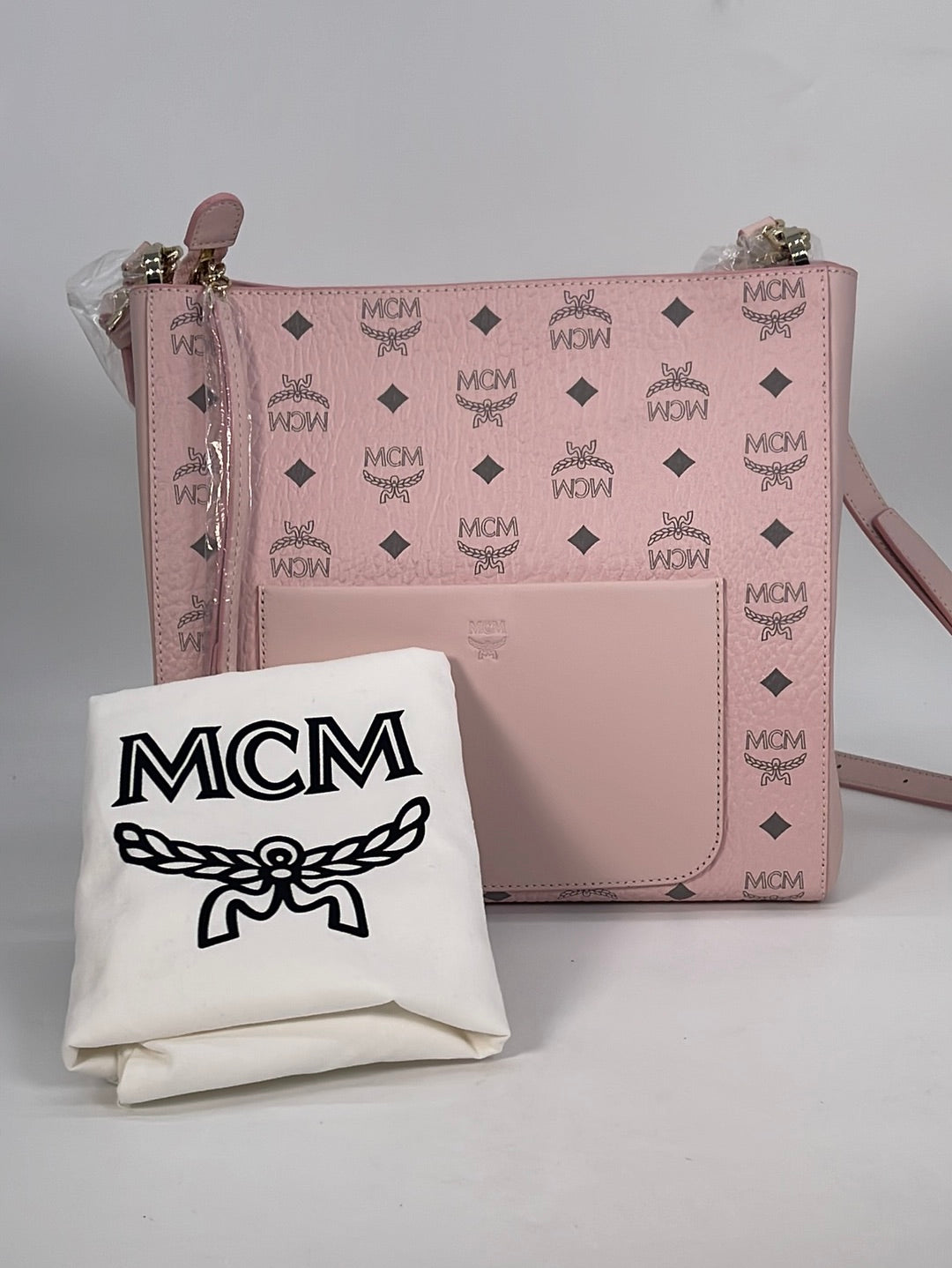 MCM Millie Visetos Medium Leather Crossbody