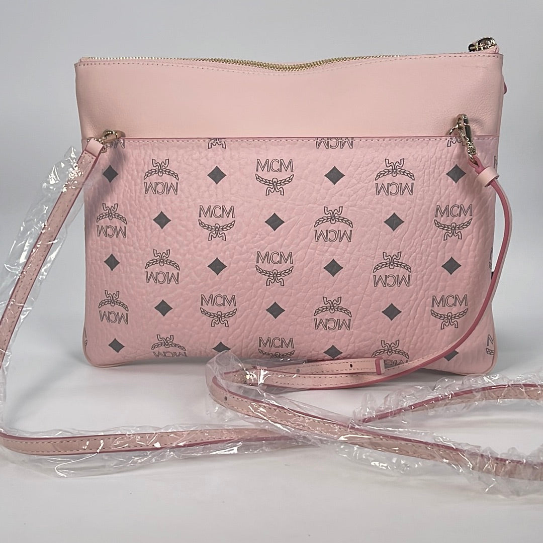 MCM Aren Visetos Crossbody Bag Pouch Clutch Powder Pink Shoulder Fashion  Piece