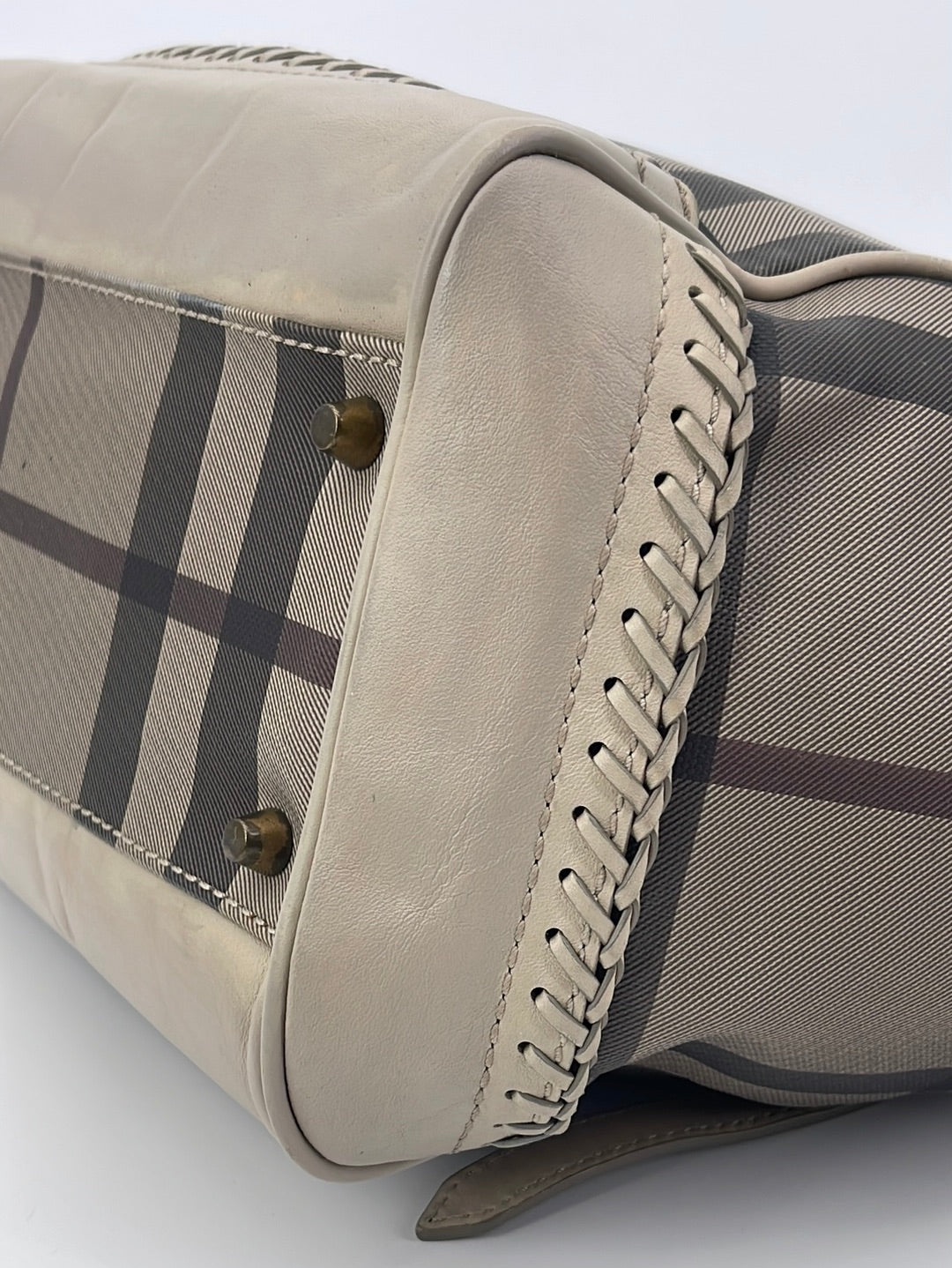 Authentic BURBERRY Beige Smoked Check Tote Bag