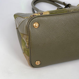 Prada Green Crocodile Frame Top Handle Bag