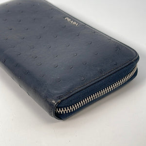 Prada saffiano Blue Ostrich leather ref.762667 - Joli Closet