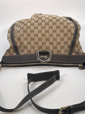 Authentic GUCCI Shoulder Bag D Ring GG Canvas