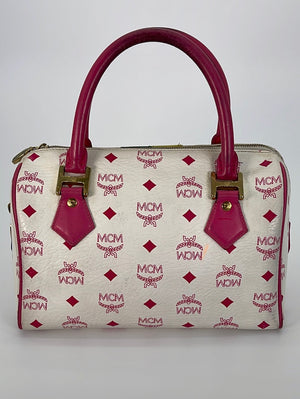 [Japan Used Fashion] Mcm Visetos Boston Bag Whole Pattern Leather Gold  Hardware