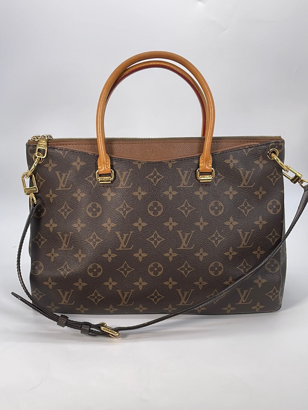 Louis Vuitton Monogram Pallas MM - Brown Handle Bags, Handbags