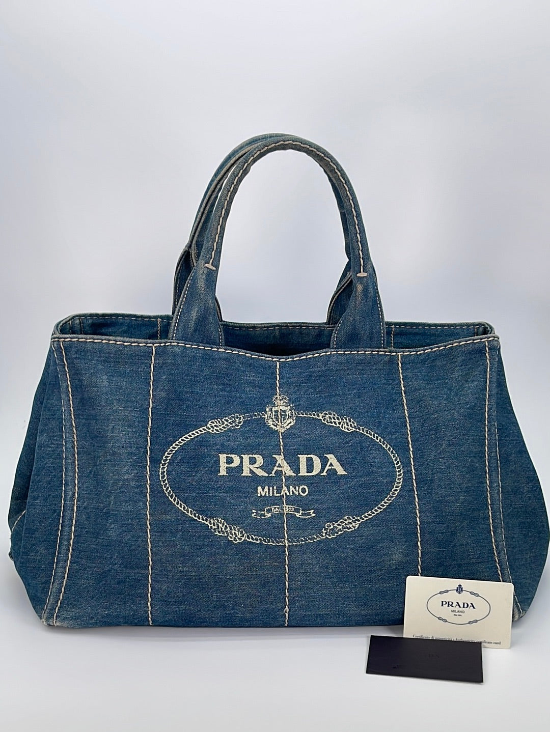 Prada denim bag outlet ~ authentic read