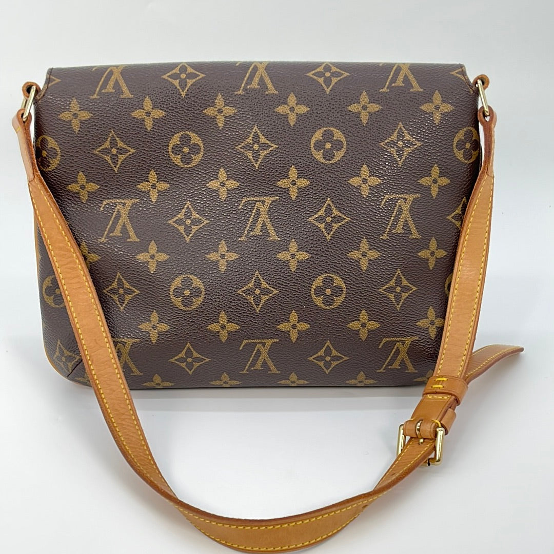 Authentic Louis Vuitton Damier Ebene Musette Tango Shoulder Bag