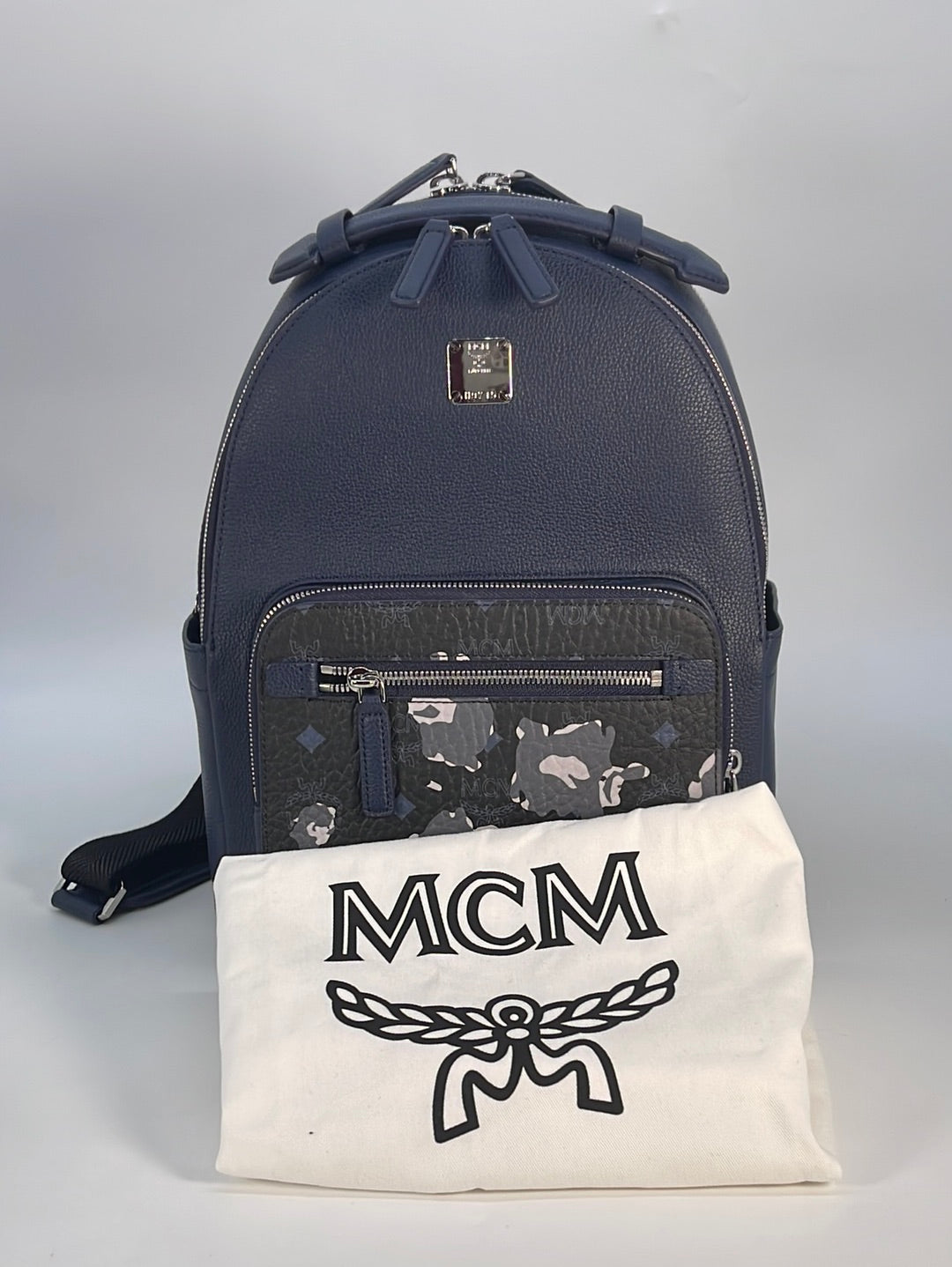 MCM Small Visetos Navy/Black Camo Backpack – Luxury Leather Guys