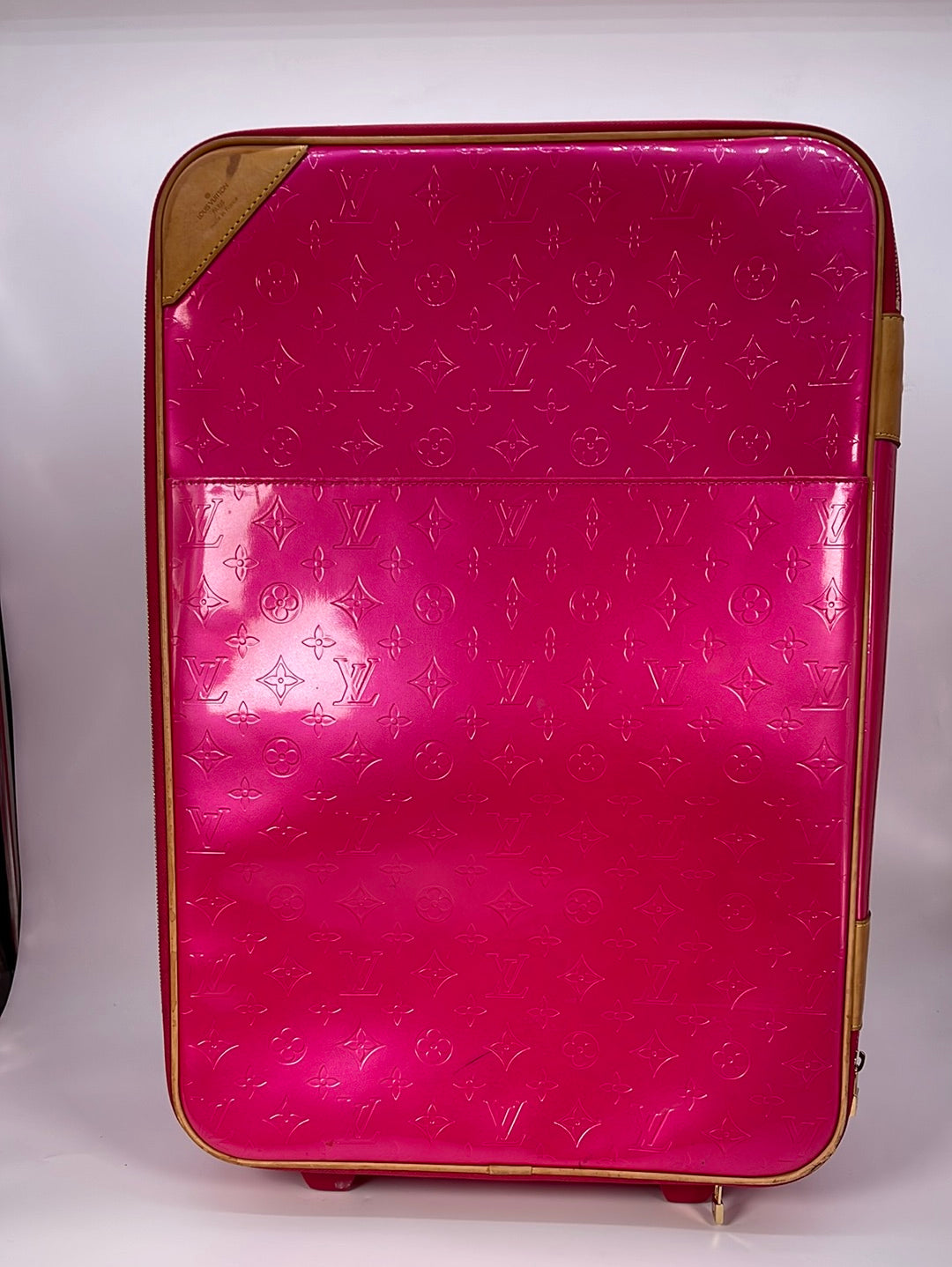 Louis Vuitton Cherrywood Handbag Vernis with Monogram Canvas BB at
